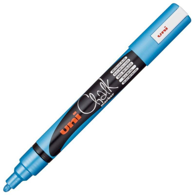 Маркер-жидкий мел Uni Chalk Marker  2.5мм  металлик синий